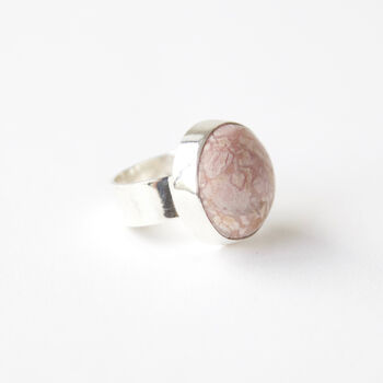 Rhodochrosite Pink Gemstone Ring Set In Sterling Silver, 4 of 8