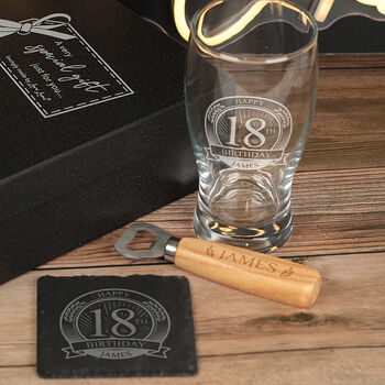 Personalised Happy Birthday Any Age Pint Glass And Gift Set, 5 of 7