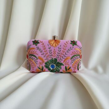 Pink Embroidered Clutch Bag, 2 of 11