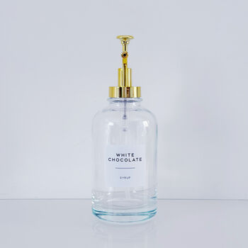 Clear Glass Syrup Bottle With Gold Pump Dispenser, 4 of 8