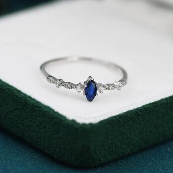 Vintage Inspired Sapphire Blue Cz Ring, 6 of 10