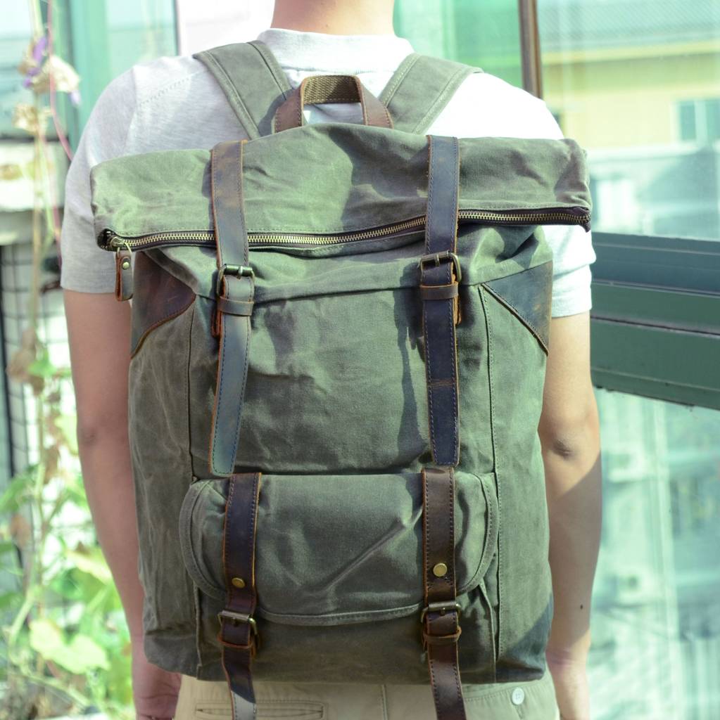 washed canvas backpack