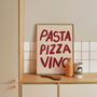 Pizza Pasta Vino Hand Painted Unframed Art Print, thumbnail 2 of 3