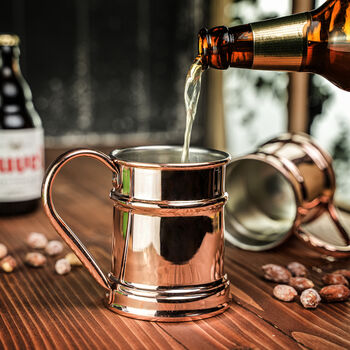 Handcrafted Copper Beer Mug 500ml, Solid Copper Tankard, 2 of 5