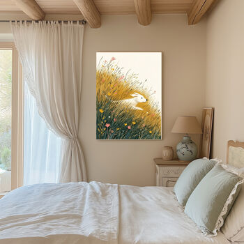 Dog Chasing Though The Meadow Art Print, 3 of 4