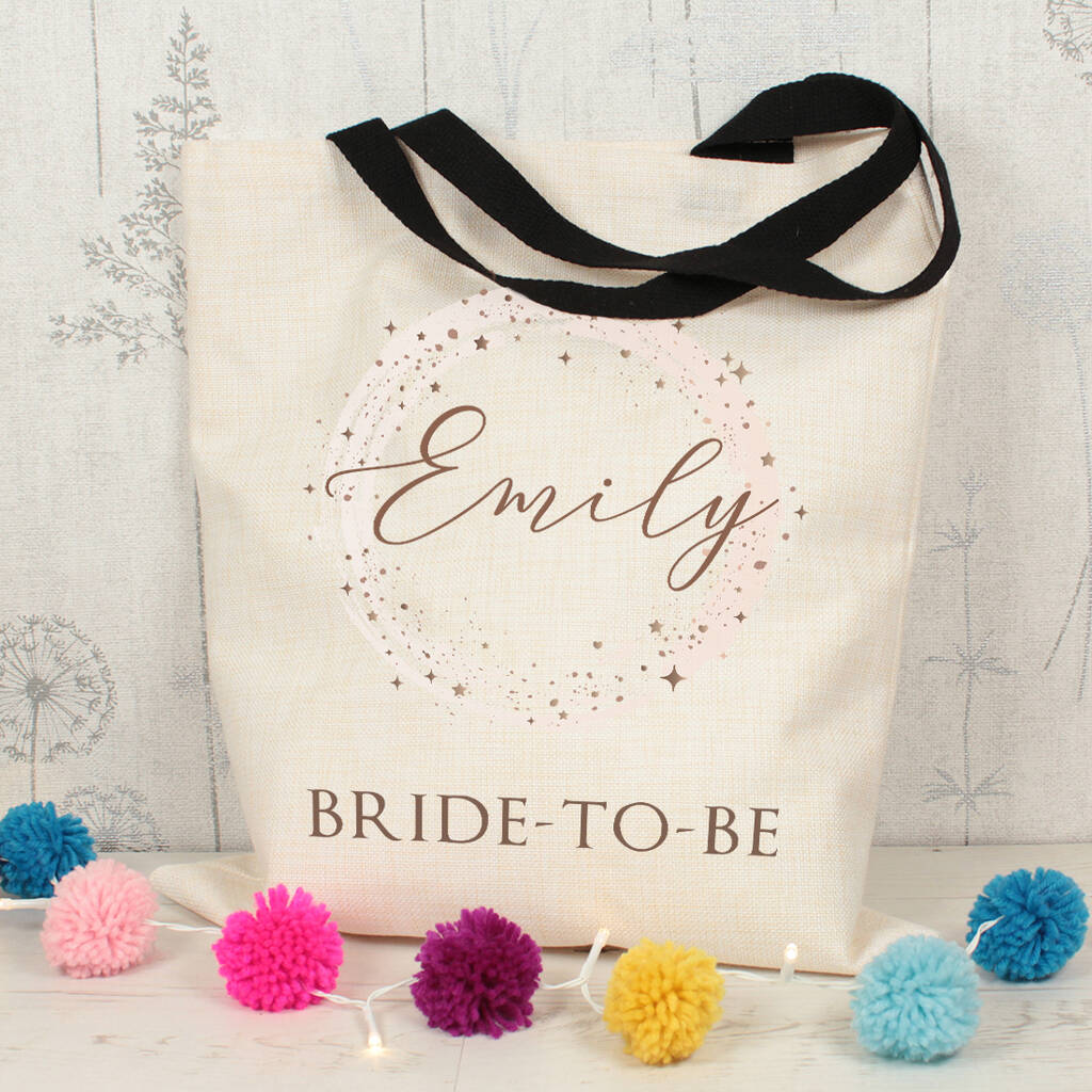 Personalised Bridal Party Wedding Linen Tote Bag By Love Lumi Ltd