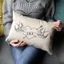 Personalised Flock And Linen Love Birds Tattoo Cushion, thumbnail 3 of 3