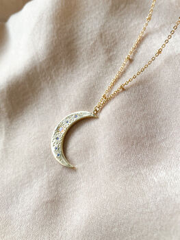 Opal Constellation Crescent Moon Pendant Necklace, 4 of 4