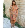 Pink, Orange And Cream Floral Tile Print Long Shirt, thumbnail 1 of 4