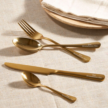 Personalised Gold Cutlery Gift Set With Free Gift Box, 2 of 5