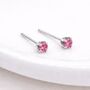 Sterling Silver Pink Tourmaline Micro Stud Earrings – 3mm, thumbnail 3 of 5