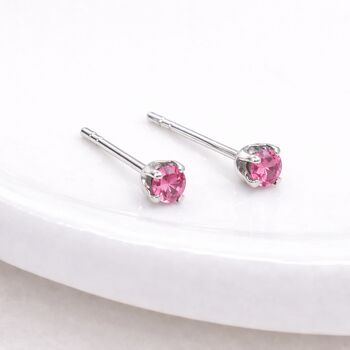 Sterling Silver Pink Tourmaline Micro Stud Earrings – 3mm, 3 of 5
