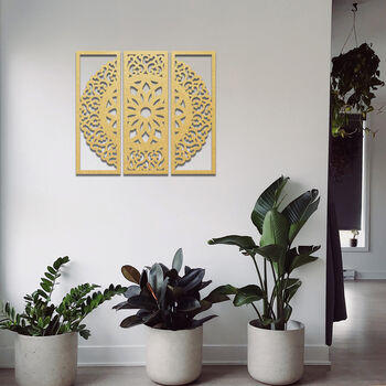 Mandala Wooden Wall Art Set, Modern Triptych Art, 5 of 8