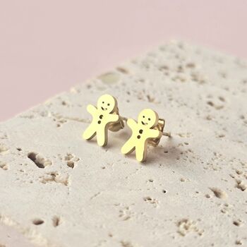 Gingerbread Man Festive Stud Earrings, 3 of 5