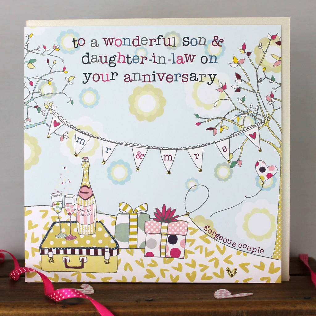  son  and daughter  in law  wedding  or anniversary  card  by 
