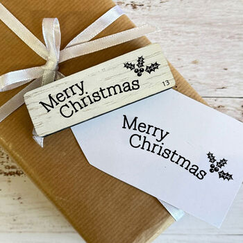 Large Merry Christmas Rubber Stamp For Holiday Crafting D13, 3 of 4