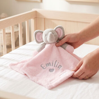 Personalised Pink Elephant Comforter Baby Girl Gift, 5 of 5