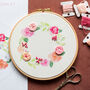 Pink And Peach Wreath Embroidery Hoop Kit, thumbnail 3 of 6