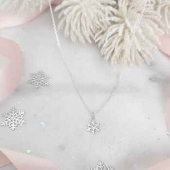 Sterling Silver Christmas Snowflake Charm Necklace, 5 of 8