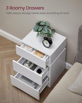 Modern Bedside Table With LED Lights And Three Drawers, 7 of 10