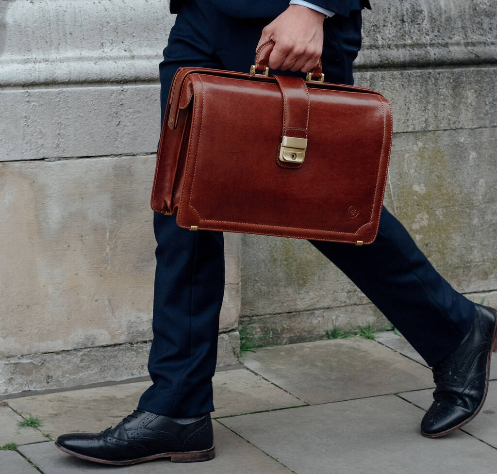 Personalised Leather Executive Briefcase 'Basilio' By Maxwell-Scott