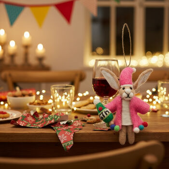 Handmade Felt Christmas Party Animal Hanging Hare Decor, 2 of 3