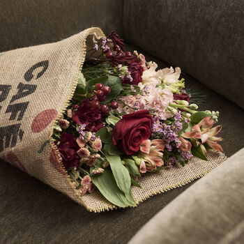 Seasonal Fresh Flowers In Coffee Sack Wrap, 3 of 11