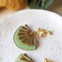 Clip On Earrings Art Deco Fan Sunburst, thumbnail 2 of 7