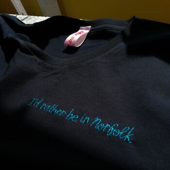 Personalised Hand Embroidered Navy T Shirt, 8 of 12