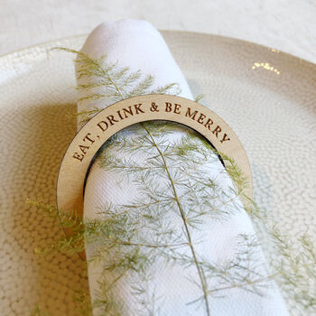 Eat, Drink And Be Merry Christmas Napkin Ring, 2 of 3