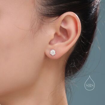 Petite Sterling Silver Rose Stud Earrings, 2 of 12