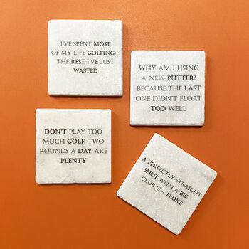 Set Of Four Marble Famous Golf Quotes Coasters, 2 of 5