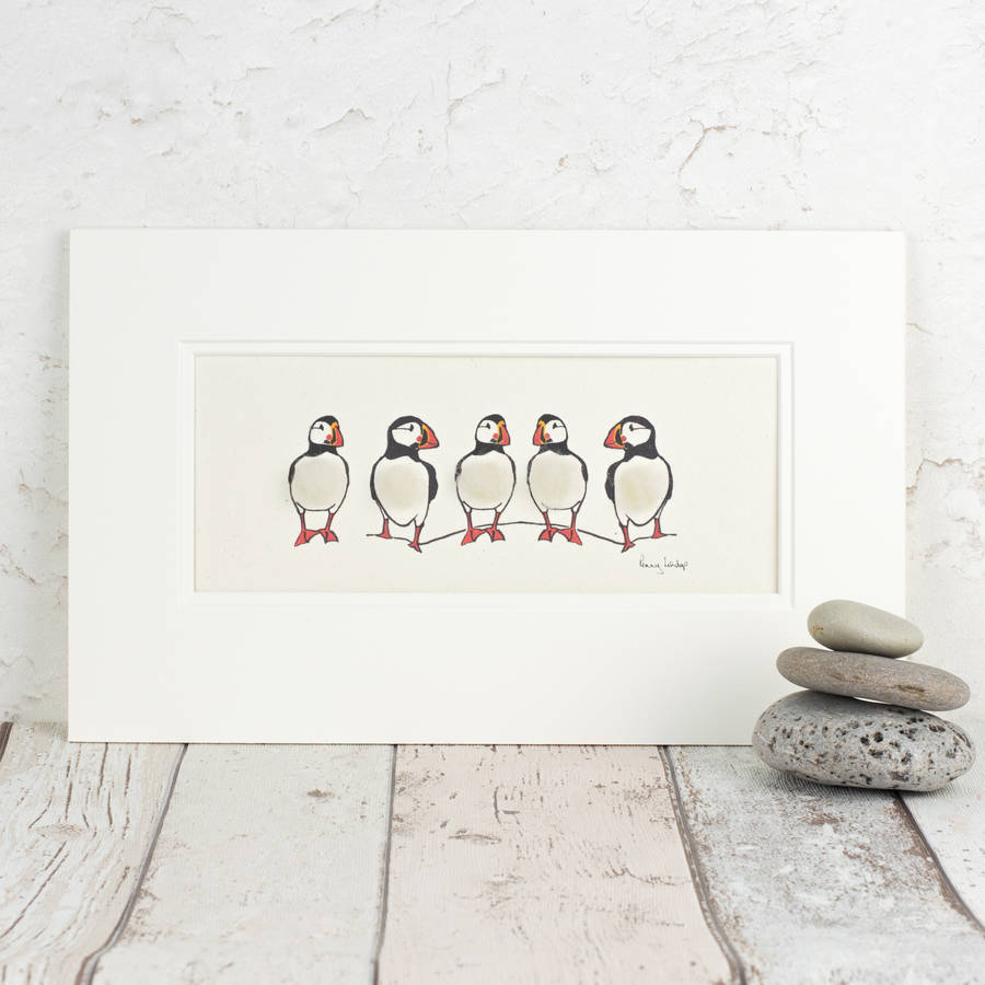 Puffins Hand Finished Art Print, 1 of 6
