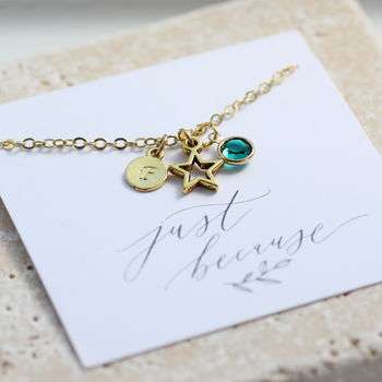 Personalised Gold Plated Star Birthstone Charm Bracelet, 2 of 9