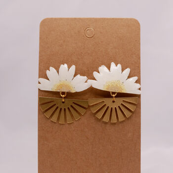Daisy Sunset Pressed Flower Sterling Silver Studs, 12 of 12