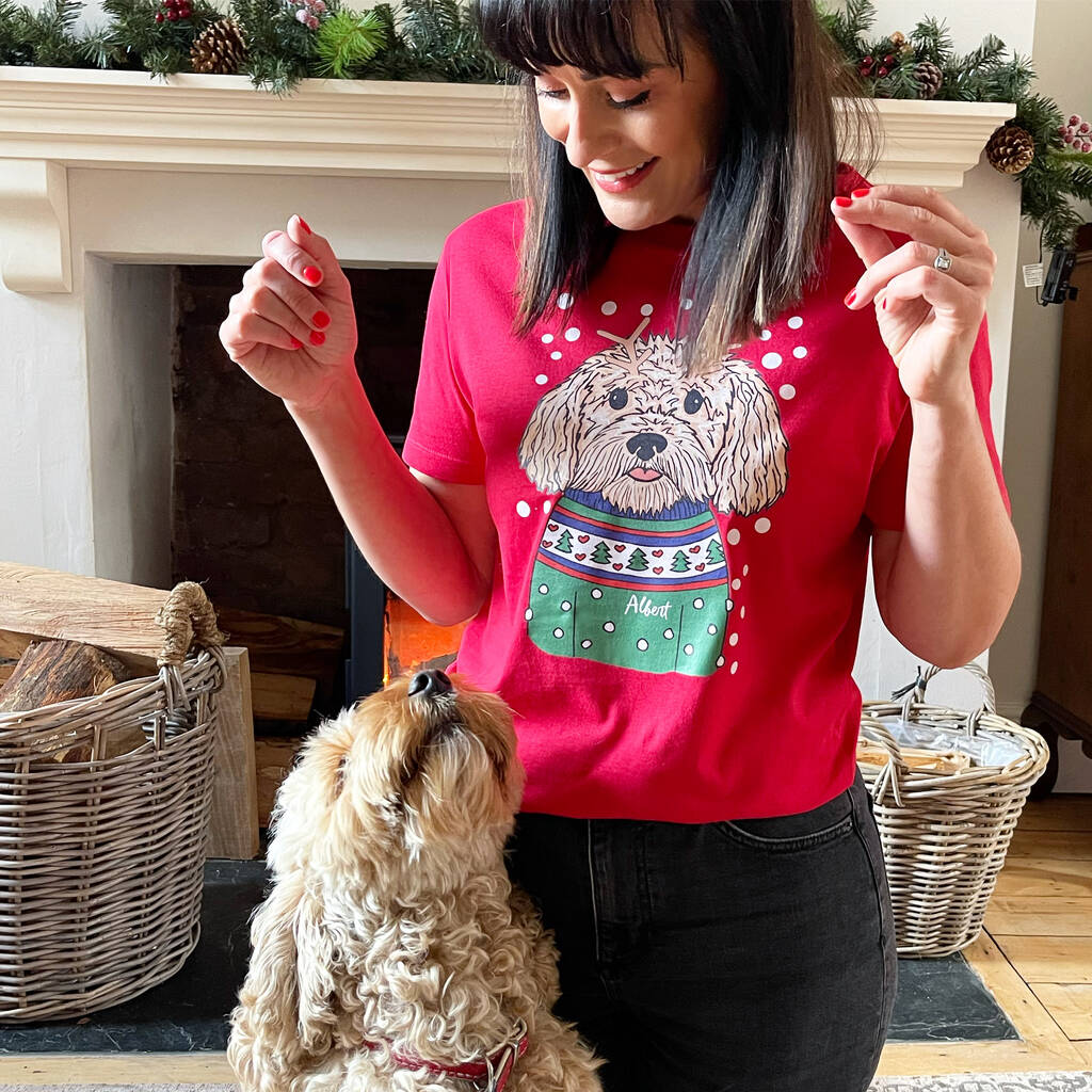 Personalised Christmas Dog Lover T Shirt, 1 of 12