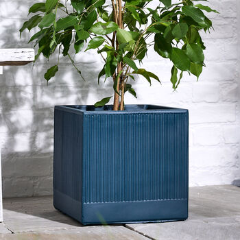 Agri Blue Ribbed Planter, 2 of 9