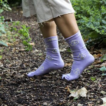 Lilac Purple Smiley Bamboo Socks, 2 of 4