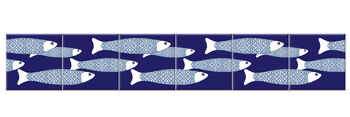 Ocean Shoal Border Tile Navy Blue Large Scale, 7 of 11