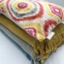 Oblong Ikat Velvet Cushion Coral Circles, thumbnail 1 of 8