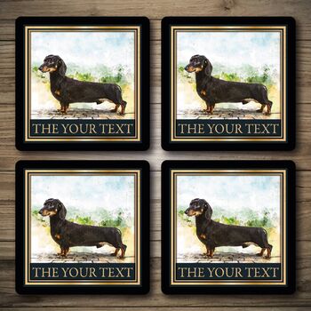 Personalised Bar Runner And Coasters Long Dog, 2 of 8