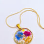Necklace Handmade With Purple And Blue Flowers, thumbnail 2 of 10