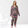 Ikat Print 100% Cotton Ladies Pyjamas In Navy And Pink, thumbnail 8 of 8
