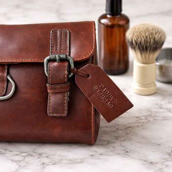 Personalised Hanging Leather Wash Bag, 2 of 4
