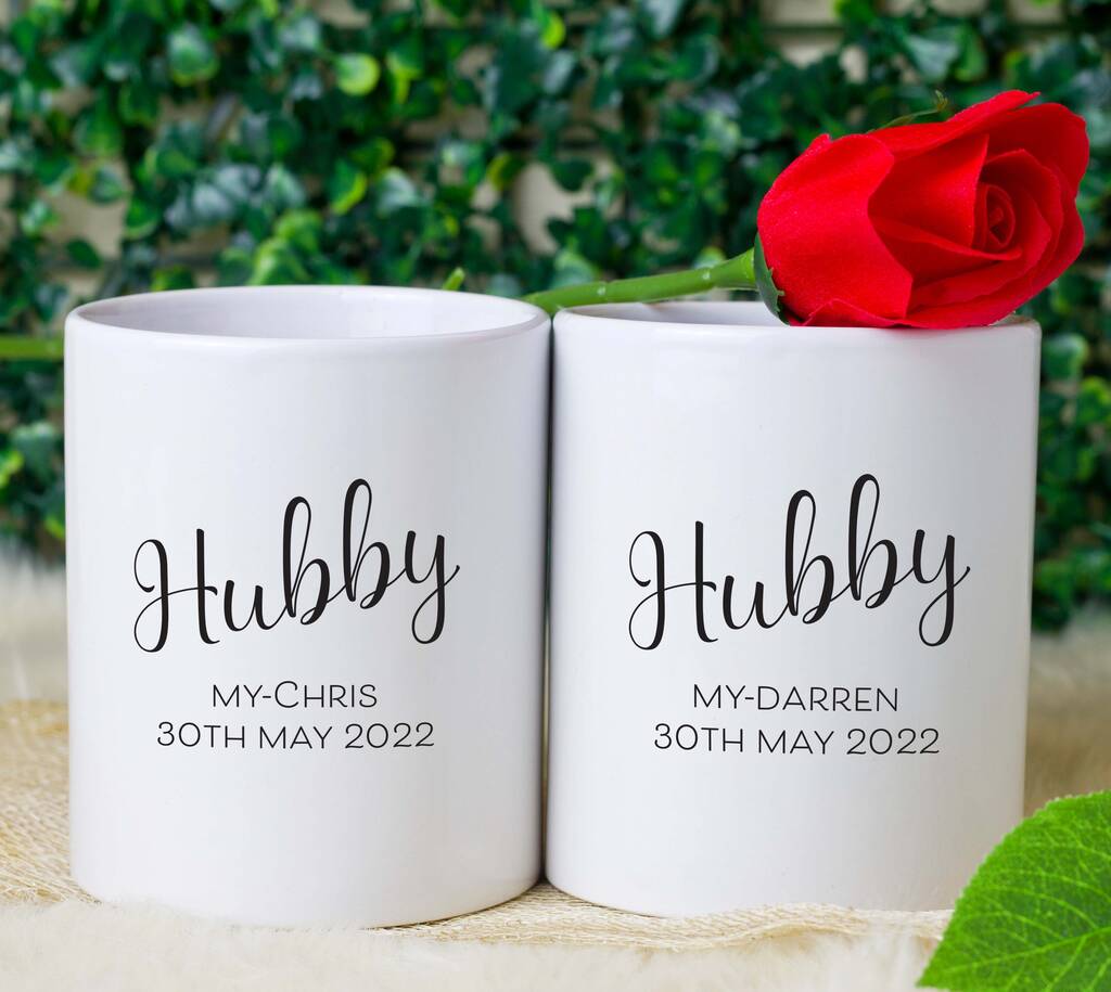 Hubby And Hubby Personalised Mug Set By Chips Sprinkles Notonthehighstreet Com