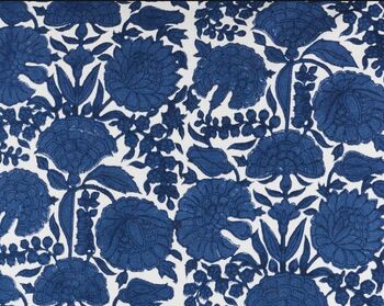 Amritsar Floral Pattern Block Print Blue Cushion Cover, 5 of 6