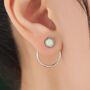 Double Circle Aqua Green Opal Ear Jacket In Sterling Silver, thumbnail 1 of 10