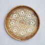 Round Floral Carved Mango Wood Serving Tray, thumbnail 4 of 4