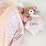 Personalised Bear With Bow Comforter And Blanket Set, thumbnail 1 of 6