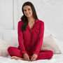 Long Bamboo Pyjama Set In Scarlet Red, thumbnail 4 of 4